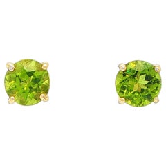 14K Yellow Gold Peridot Stud Earrings, 7mm Gemstones