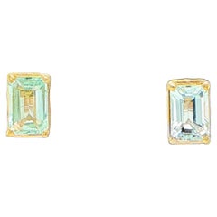 Ohrstecker aus 14-karätigem Gelbgold mit Aquamarin