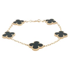 Van Cleef & Arpels Alhambra 18K Yellow Gold Black Onyx Bracelet