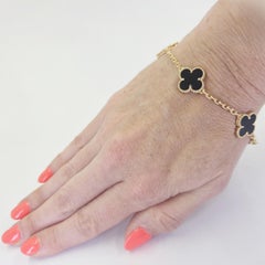 Van Cleef & Arpels Alhambra 18K Yellow Gold Black Onyx Bracelet