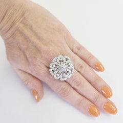 Vintage Platinum Diamond Cluster Ring, 3 Carat, VS Clarity
