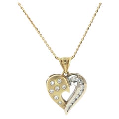 Halskette mit Herzanhänger aus 18-karätigem Weiß- und Gelbgold mit Diamanten, 1990er Jahre, 12 g