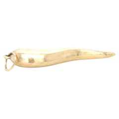14K Yellow Gold Italian Horn Charm Pendant Satin Finish