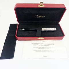 Penna a sfera Cartier R de Cartier in acciaio e resina nera con confezione