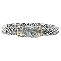 John Hardy 18K Gold & Sterling Silver White Sapphire Bracelet 7.5 Inches