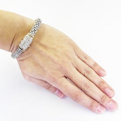 John Hardy 18K Gold & Sterling Silver White Sapphire Bracelet 7.5 Inches