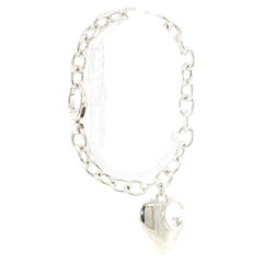 Braccialetto Gucci con cuore in argento sterling 925, 8 pollici
