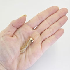 14K Yellow Gold Mano Figa Charm Pendant with Carved Agate, 1.7 Inches