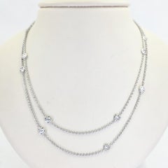 Morelli 18K White Gold Diamond Station Necklace