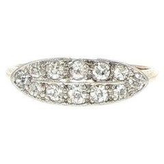 18K Gold Double Row Ring with 12 Old Mine-Cut Diamonds, 0.50 Carats