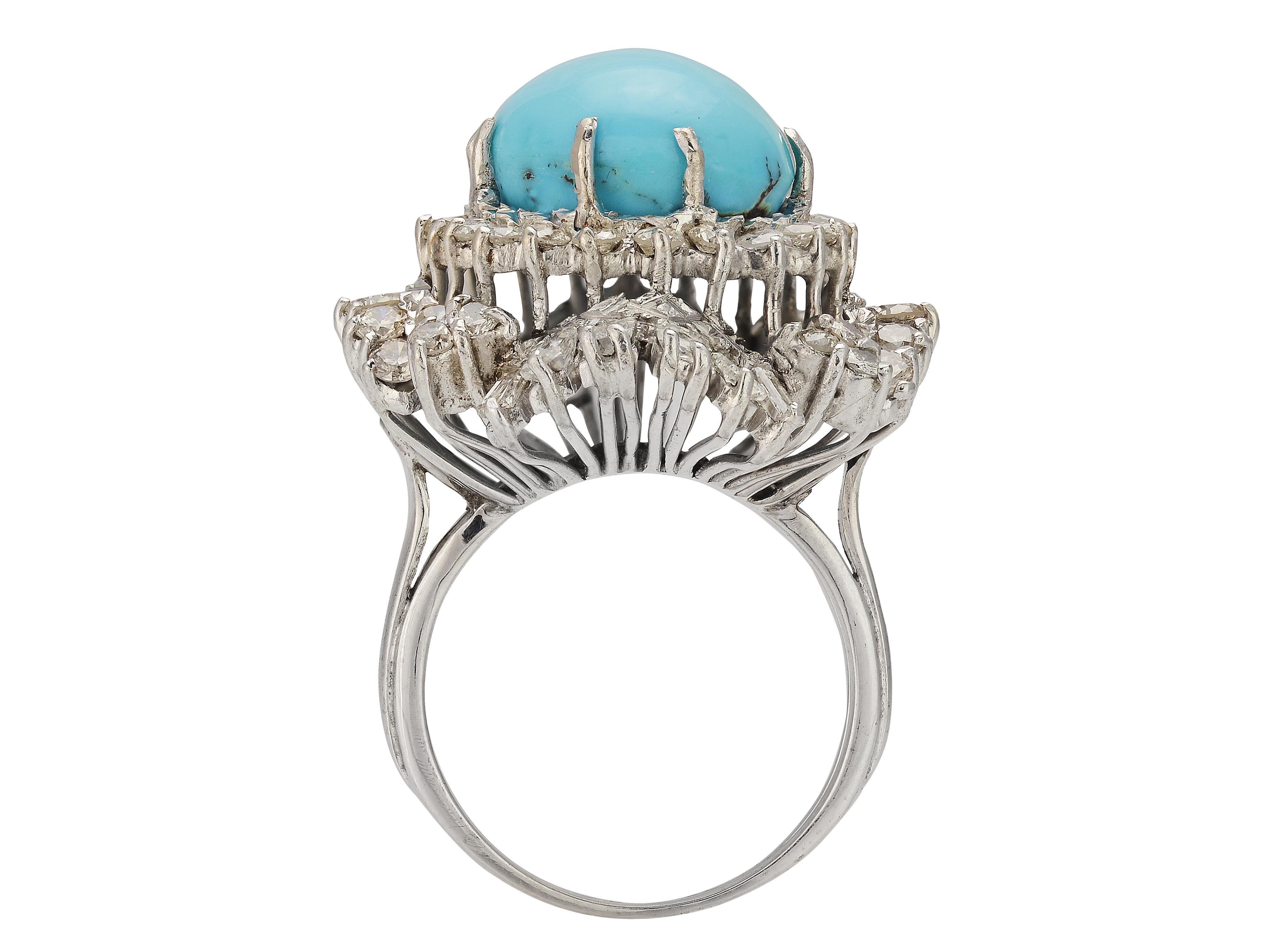 Persian Turquoise Cocktail Ring In Excellent Condition In Coral Gables, FL
