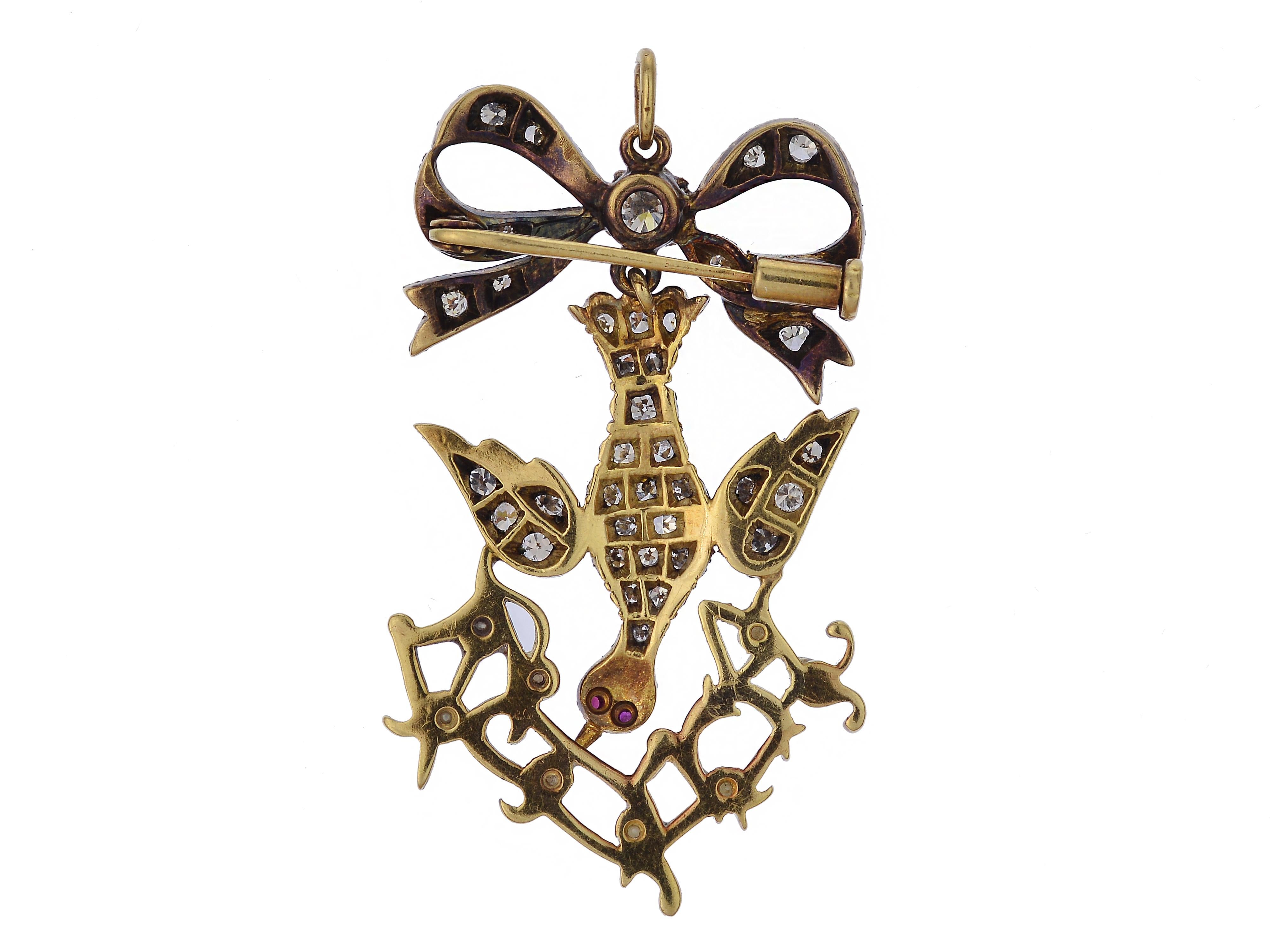 Antique Convertible Bird Pendant and Brooch (Rundschliff)