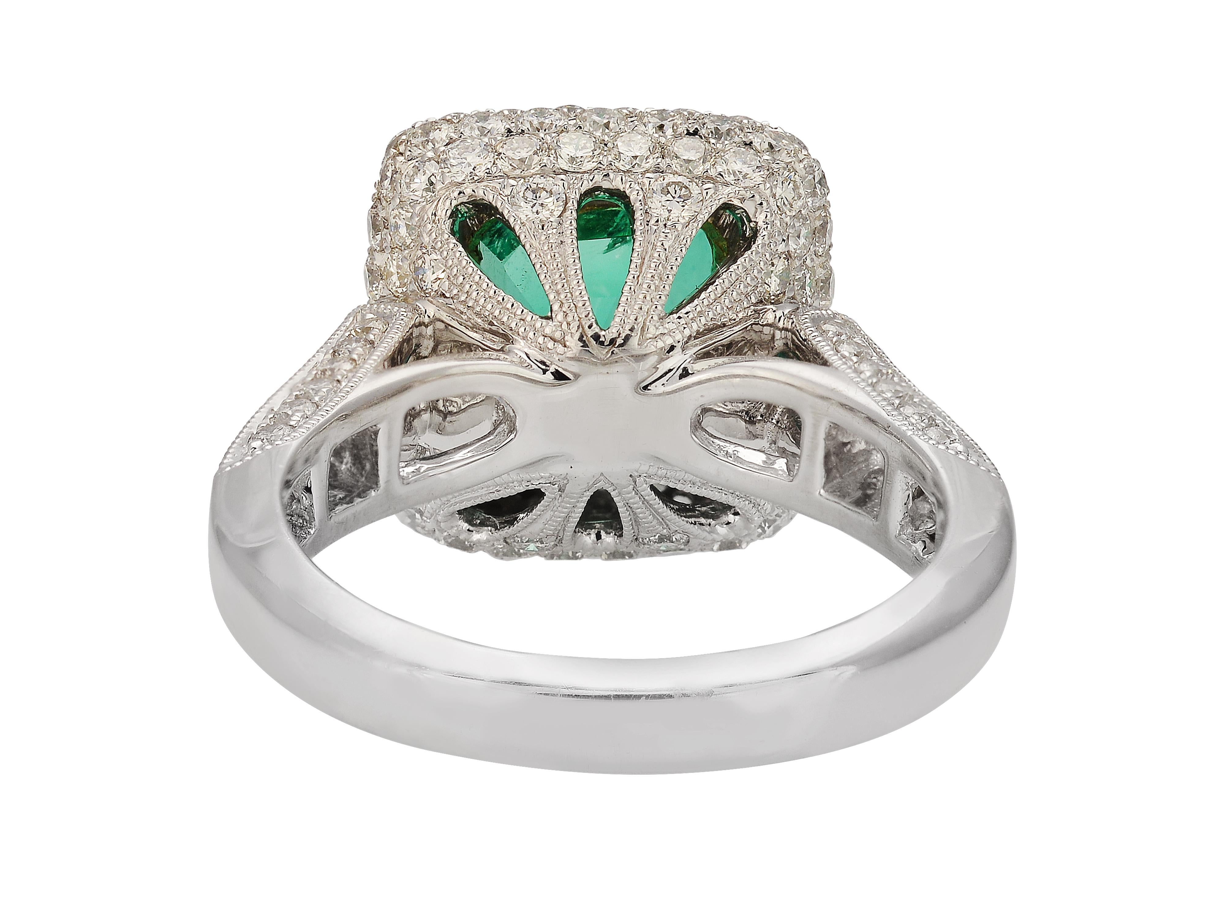 Contemporary 3.13 Carat Colombian Emerald Cocktail Ring