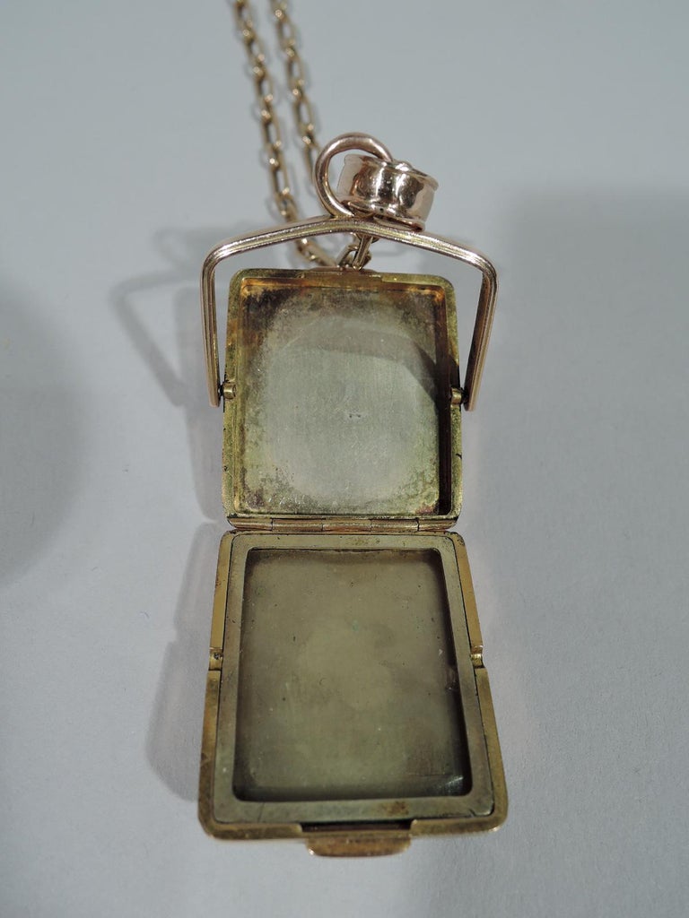 Antique Japanese Shakudo and Rose Gold Crane and Lily Locket on Chain ...