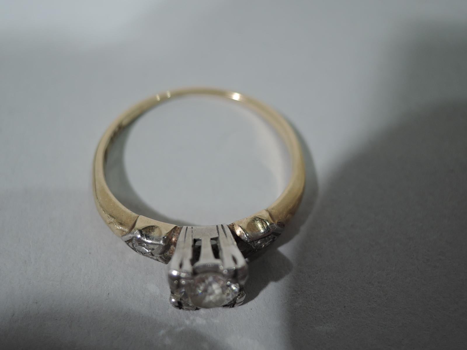 Antiker amerikanischer 14 Karat Gold Diamantring mit Diamanten (Rosenschliff) im Angebot