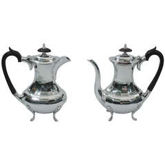 George V Coffeepot & Water Pot - Art Deco  - English Sterling Silver - 1935