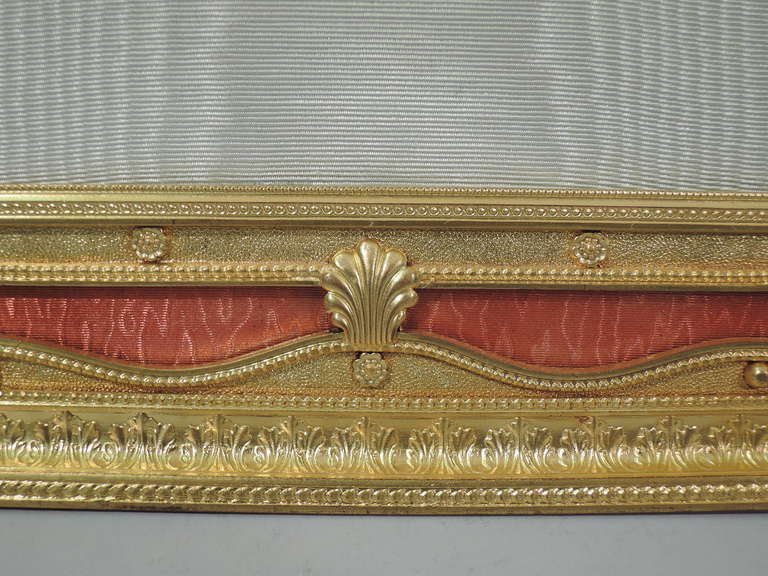 Very Large French Dore Bronze Frame with Pink Enamel Ribbon  4