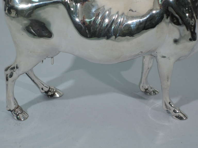 Cow Creamer – Big & Beautiful Bovine - German Silver - C 1910 4