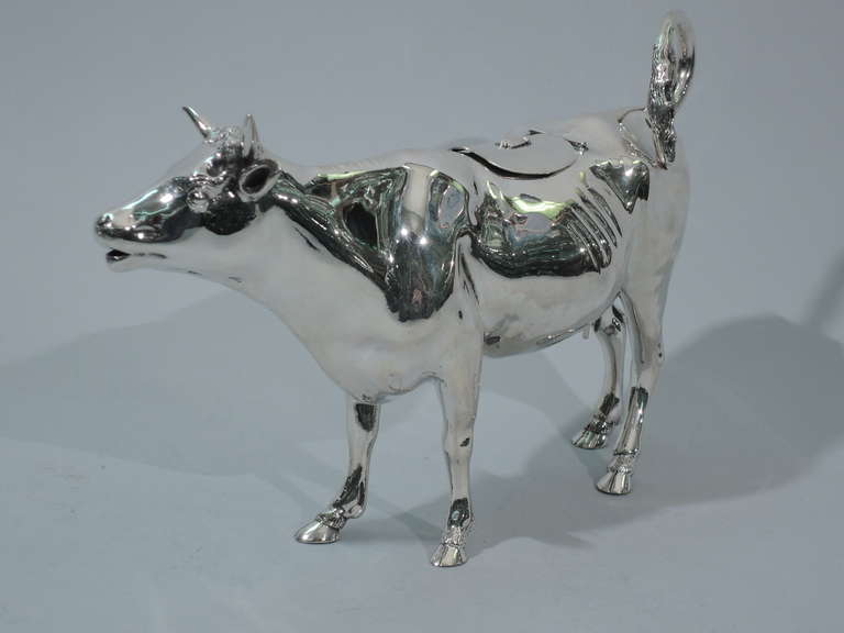 Edwardian Cow Creamer – Big & Beautiful Bovine - German Silver - C 1910