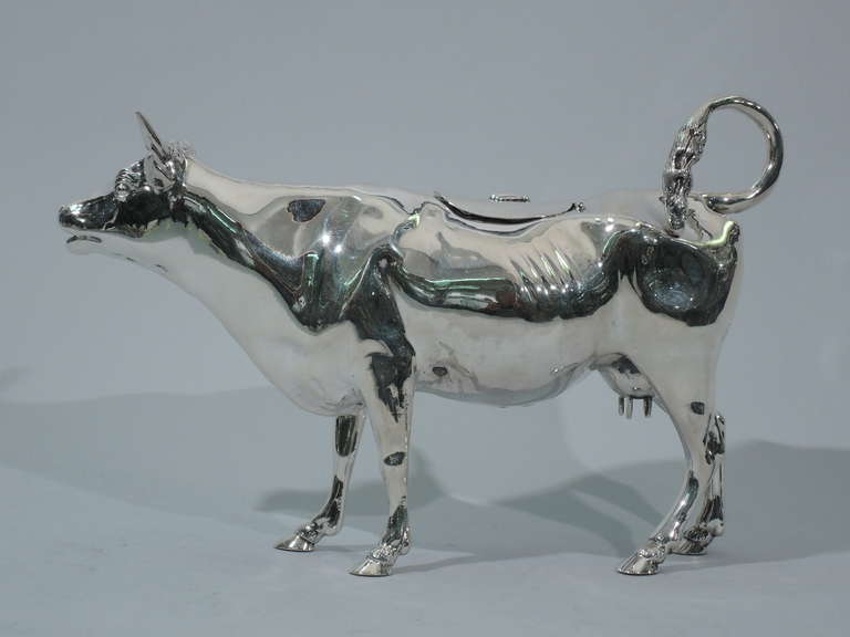 Cow Creamer – Big & Beautiful Bovine - German Silver - C 1910 In Excellent Condition In New York, NY