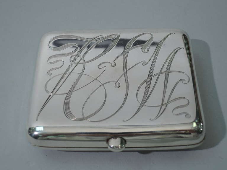 Cigarette Case with Black Poodle - English Sterling Silver & Enamel - 1924 1