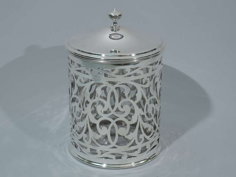 Art Nouveau Gorham Humidor - American Clear Glass & Cased Silver Overlay - 1911