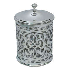 Gorham Humidor - American Clear Glass & Cased Silver Overlay - 1911