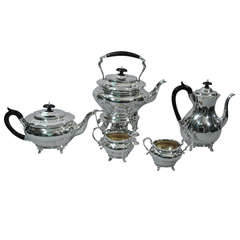 Vintage Edwardian Tea & Coffee Set - English Sterling Silver - 1905/6