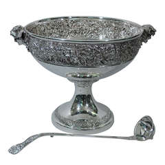 Antique Tiffany Olympian Punch Bowl & Ladle - American Sterling Silver - Gilded Age