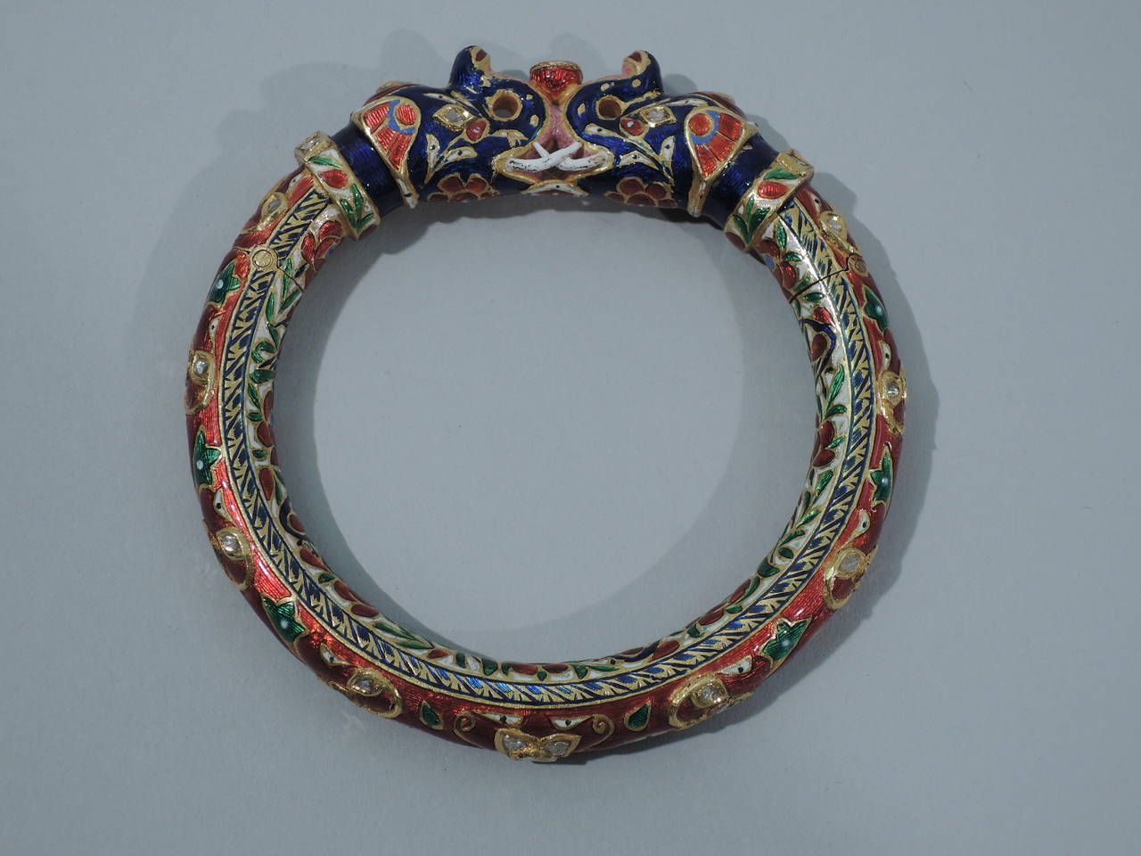 Artist Pair of Enamel Gold Jaipur Indian Bangle Bracelets