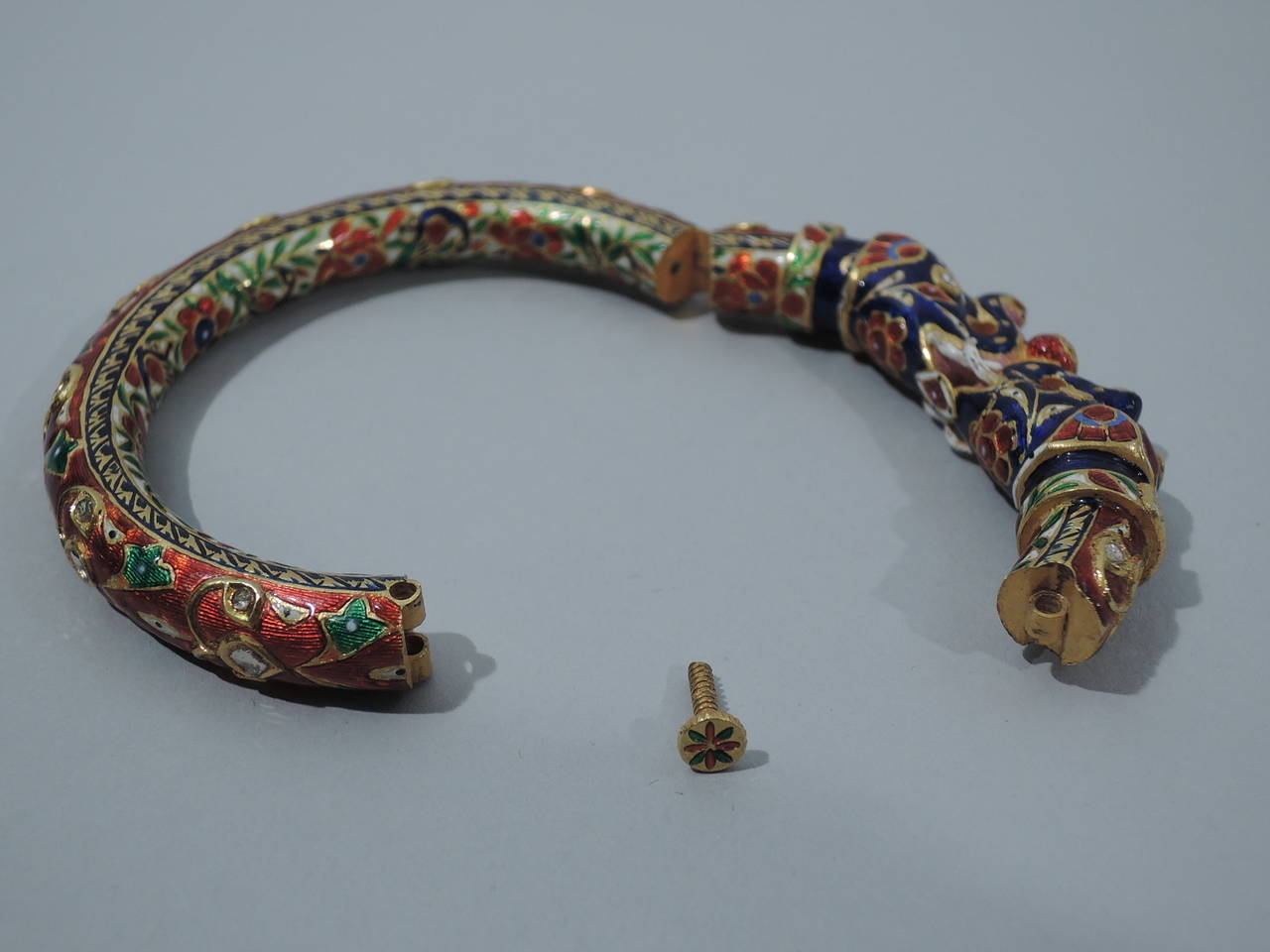 Pair of Enamel Gold Jaipur Indian Bangle Bracelets 1