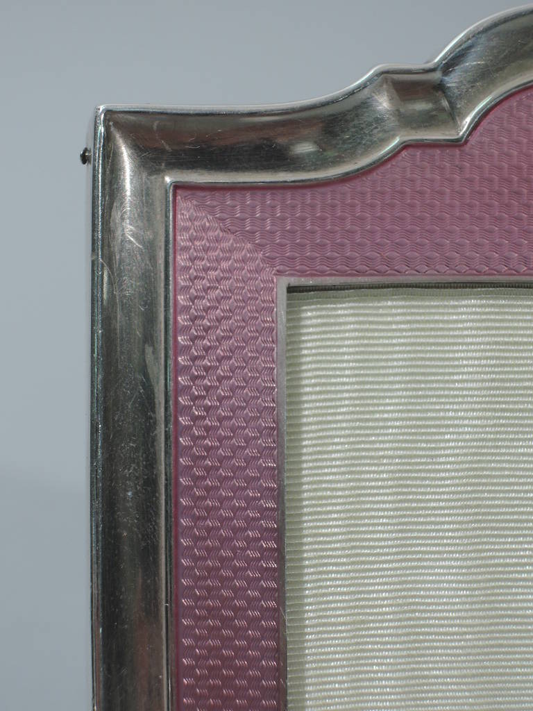 Art Deco Frame - English Sterling Silver & Pink Enamel - Photo Picture 3