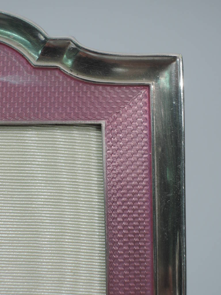 Art Deco Frame - English Sterling Silver & Pink Enamel - Photo Picture 4