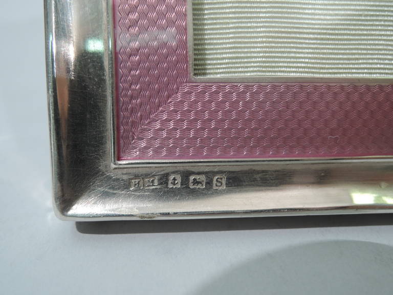 Art Deco Frame - English Sterling Silver & Pink Enamel - Photo Picture 6