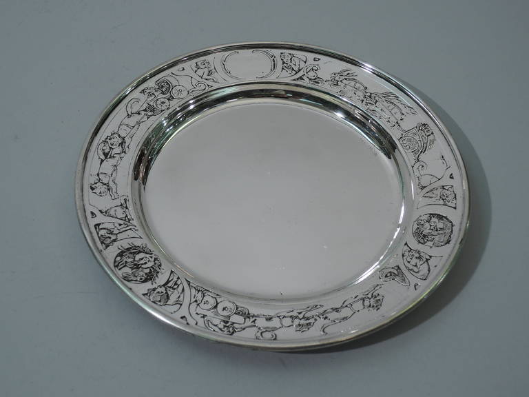 Edwardian Here Comes the Circus - Sweet Sterling Silver Baby Bowl and Plate by Kerr