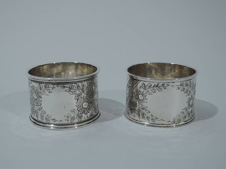 Victorian Napkin Rings - Aesthetic Movement - English Sterling Silver 1