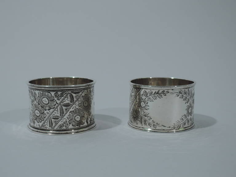 Victorian Napkin Rings - Aesthetic Movement - English Sterling Silver 2