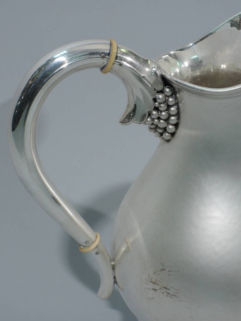 Danish Modern Sterling Silver Water Pitcher in Jensen Style In Excellent Condition For Sale In New York, NY