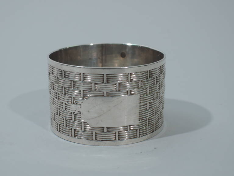 Edwardian Napkin Rings - Basket Weave - English Sterling Silver - 1906 2