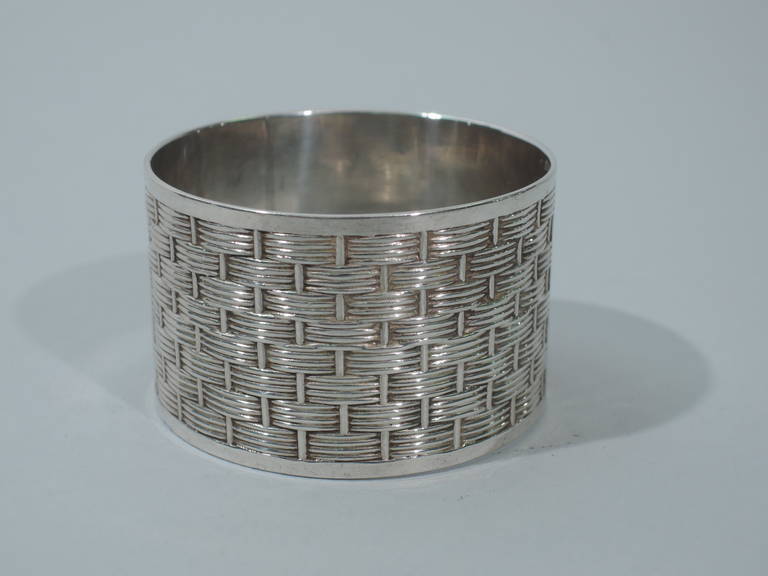 Edwardian Napkin Rings - Basket Weave - English Sterling Silver - 1906 3