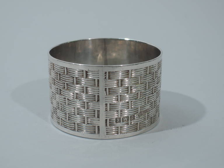 Edwardian Napkin Rings - Basket Weave - English Sterling Silver - 1906 4