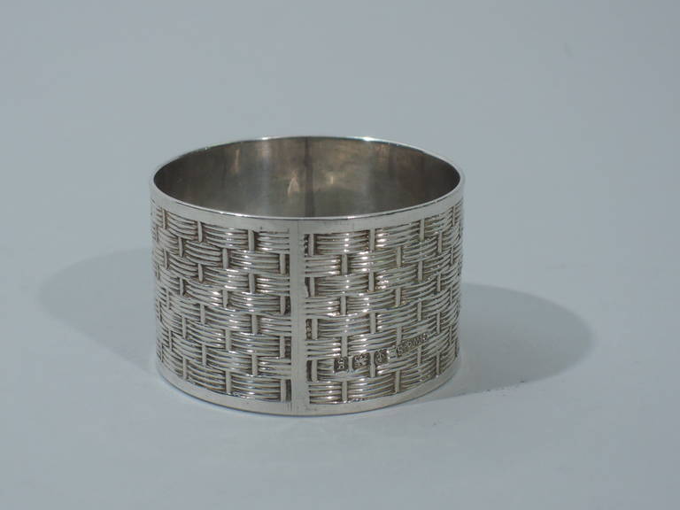 Edwardian Napkin Rings - Basket Weave - English Sterling Silver - 1906 5