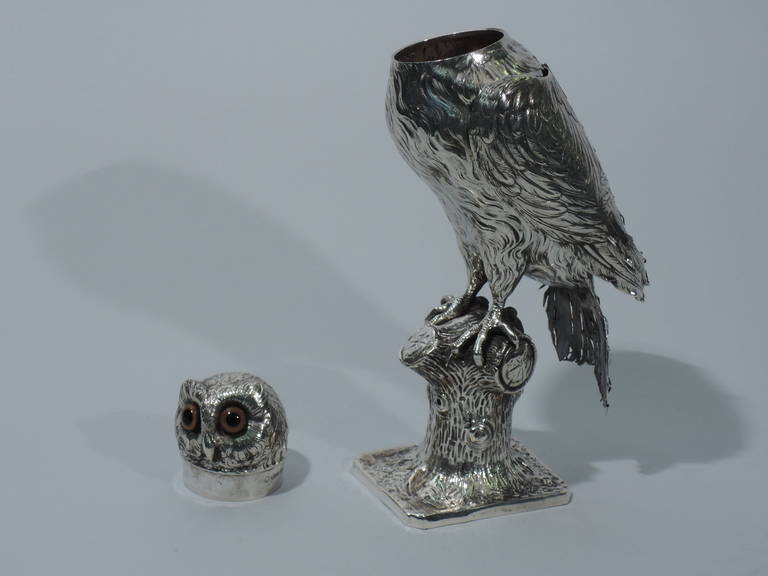 Victorian German Silver Owl Spice Box