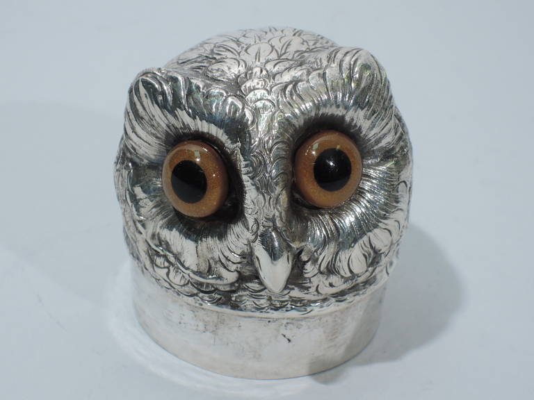 German Silver Owl Spice Box 1