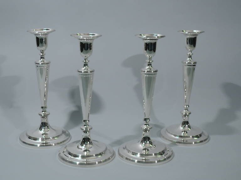 Tiffany & Co. Set of Four American Sterling Silver Candlesticks