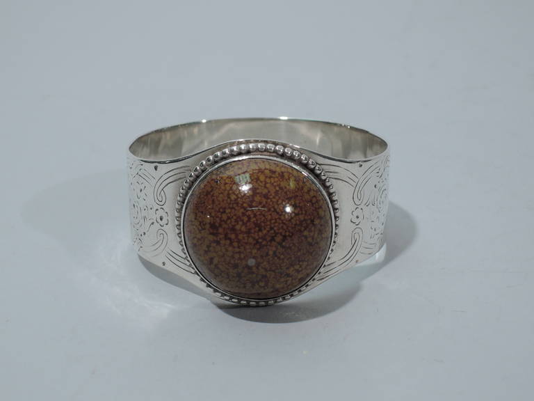 Victorian Napkin Rings by Barnard - English Sterling Silver & Hardstone In Excellent Condition In New York, NY