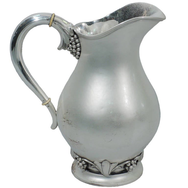 Danish Modern Sterling Silver Water Pitcher in Jensen Style For Sale