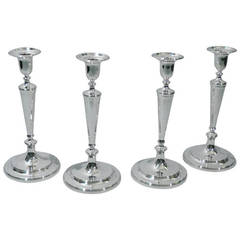 Antique Tiffany & Co. Set of Four American Sterling Silver Candlesticks