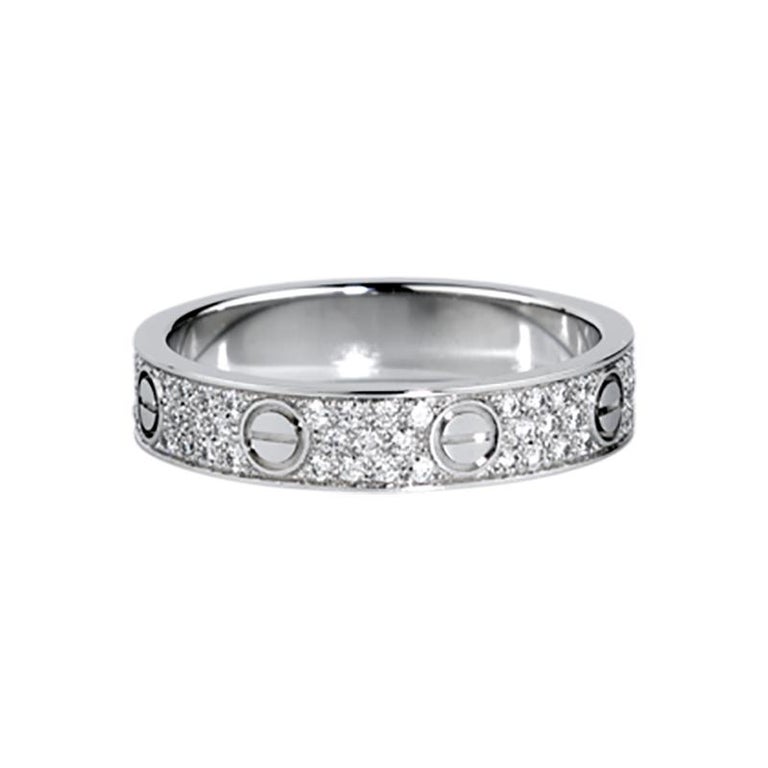 Cartier Love Wedding Band Diamond Paved White Gold Ring For At Cartier Love Wedding Band Diamond Paved White Gold Ring For
