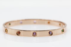 Cartier 18 Karat Rose Gold Love Bracelet, Sapphires, Garnets, Amethysts